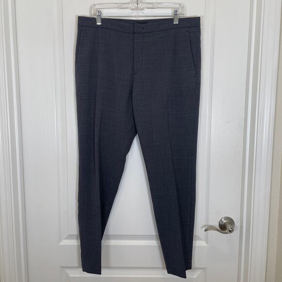 Theory Men's Curtis Regent Fit Pants Gray Houndstooth Straight Leg Wool 34 - Picture 2 of 6